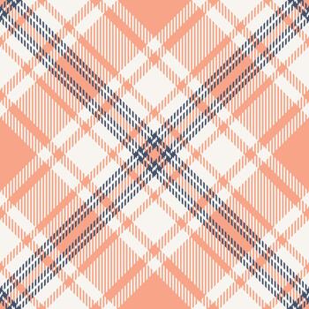 Classic plaid pattern. Tartan textile design in peach, navy and cream. Ideal for fabric design, backgrounds, and fashion prints. A timeless, versatile texture. vector