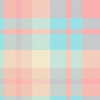Pastel plaid pattern. Soft, checkered design in pink, blue, and beige. Perfect for backgrounds, textiles, or design projects needing a calming and versatile aesthetic. vector