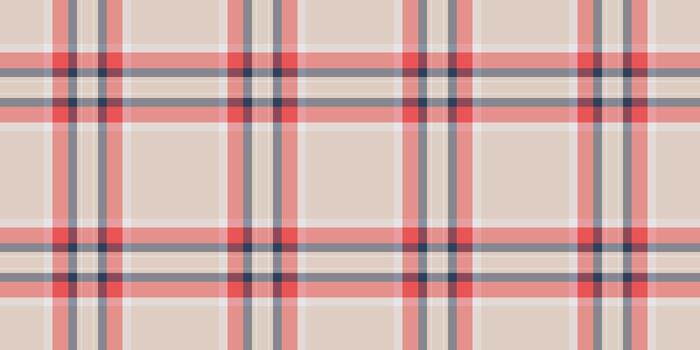 Elegant plaid pattern with warm beige, coral red, and subtle navy lines. Timeless design for backgrounds, fabrics, or adding a touch of sophistication to any project. vector