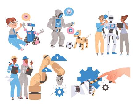 robótica programación con ingeniero caracteres comprometido en artificial inteligencia desarrollo conjunto vector