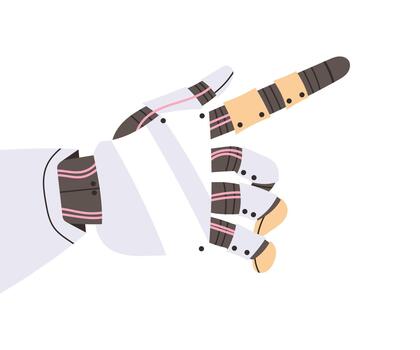 robot mecánico mano con dedo pruebas percepción ilustración vector