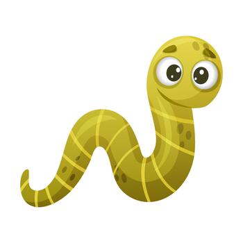 Funny Green Worm with Happy Face Expression Illustration vector