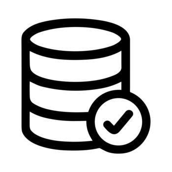 sencillo contorno estilo base de datos con marca de verificación firmar forma icono diseño vector