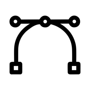 Simple Line Style Curve Control Point Path Tool Shape Icon vector