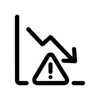 Simple Line Decline Graph with Exclamation Mark Attention Icon Design vector