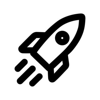 Simple Outline Style Rocket Launch Icon Representing Business Startup and Growth vector
