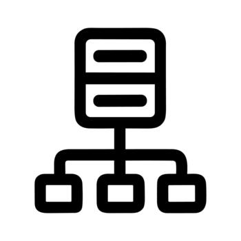 Simple Bold Line Hierarchy Diagram Connection Node Outline Icon vector