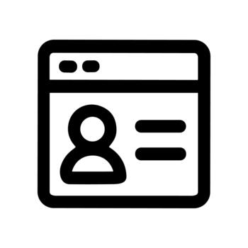 contorno sencillo usuario perfil en navegador ventana interfaz icono vector