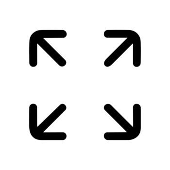 Simple Bold Full Screen Icon Design, Resize Arrow Direction Shape Symbol vector
