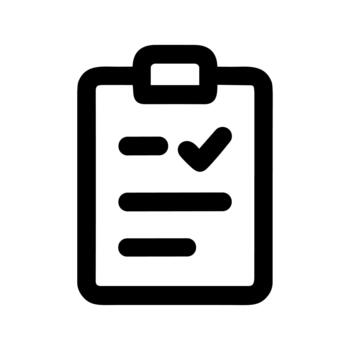 sencillo contorno portapapeles Lista de Verificación Nota con cheque marca firmar forma icono vector