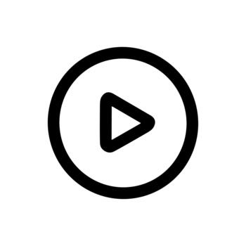 Simple Outline Rounded Play Button with Triangle Shape Inside Icon vector