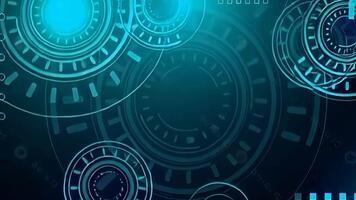 Futuristic HUD animation with rotating concentric circles and glowing blue elements, symbolizing hi-tech scanning, data analysis, target locking, and digital interface concepts. video