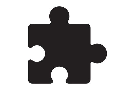 negro silueta de un soltero rompecabezas pedazo con un lengüeta y dos espacios en blanco aislado en blanco antecedentes vector