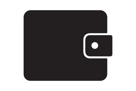 Black silhouette icon of a closed wallet with a snap closure isolated on white background vector