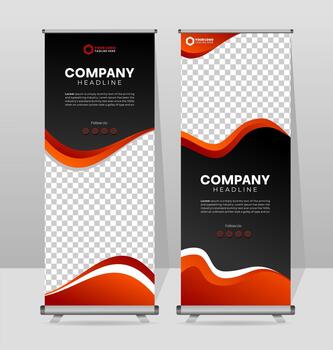 Business Branding Roll-Up Stand with Modern Layout vector