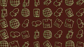 scarabocchio tecnologia modello con techthemed icone su caldo Marrone sfondo. adatto per Tech blog, digitale presentazioni, o dispositivo concetto disegni. video