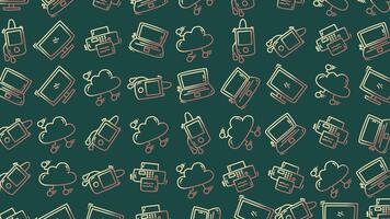 Tech modello in mostra gadget e nube design su un' vivace verde sfondo. adatto per digitale marketing campagne, Tech presentazioni, e sito web sfondi. video