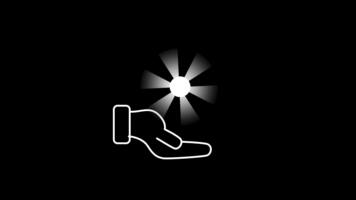 en hand presenterar en lysande gnista, föreslår de erbjudande av hoppas, delad belysning, och de meningsfull utbyta av upplyftande eller förtydligande energi. video