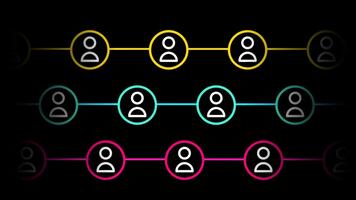 un' collegato linea di profilo icone Spettacoli un' strutturato Rete quello sottolinea organizzato relazioni, liscio coordinazione, e efficace interazione tra individui nel un' sistema. video