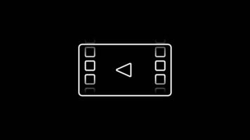 en filmremsstil media gränssnitt ikon terar en central spela kontrollera, representerar strömlinjeformat audiovisuella navigering och fokuserade uppspelning samspel inom dess ram video