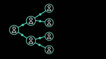 illustra un' dinamico Rete di interconnesso individui simboleggiante collaborativo comunicazione, condivisa responsabilità, e il senza soluzione di continuità scambio di idee attraverso un' unificato digitale struttura video