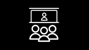 flera olika vit pinne siffror anordnad i rader, med en lysande ljus Glödlampa på topp, betecknande en stor grupp tar emot en ny aning, delta en föreläsning, eller engagerande i kollektiv inlärning. video