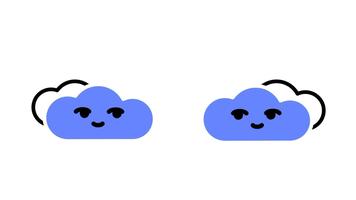 Two cute clouds float side by side with sweet expressions, representing companionship, gentle emotion, and the peaceful soft charm of simple sky characters video