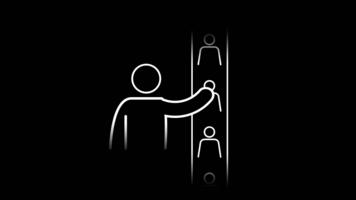 A person selecting from vertical profile icons represents structured candidate evaluation, emphasizing organized choice-making and careful consideration of each individual suitability. video