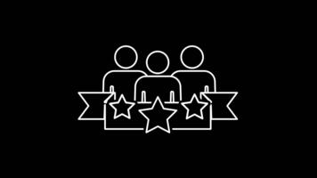 presents a small group standing before rating stars, representing teamwork, mutual evaluation, and the collective pursuit of improving shared performance video