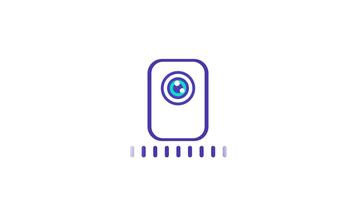 en smart kamera enhet ikon representerar digital övervakning och visuell inspelning Förmågor, featured framträdande inom dess ram video