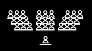 flera olika kluster av vit pinne siffror är placerad med en enda figur på en podium Nedan, föreslår en högtalare adressering flera separat grupper samtidigt. video