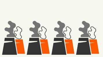 en linje av grå arbetare med orange fat i främre av dem står på en beige bakgrund, representerar samordnade industriell material hantering aktivitet video