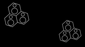 tre hexagonal kluster anordnad symmetriskt illustrera strukturerad nätverk, organiserad trodde mönster, och de styrka hittades i sammanhängande system. video