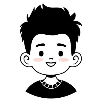 sonriente mínimo chico avatar en negro y blanco aislado en blanco antecedentes vector