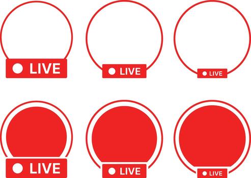 Live Broadcast Notification Icon Set containing Streaming Elements, Digital Signal Icons and Red Record Dot Symbols vector