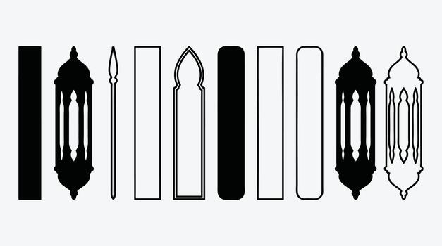 Eid Mubarak themed pattern with lanterns and geometric shapes design vector