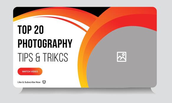 Editable best photography reel tips and tricks thumbnail banner design, daily photography techniques cover banner design, fully customizable eps 10 file format vector