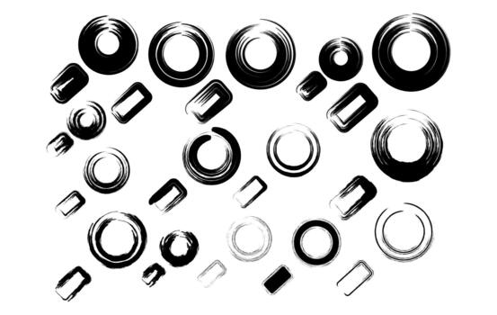 un colección de grunge buscar opción íconos creado con áspero tinta cepillo texturas, ideal para superposiciones, ui diseño, y creativo obra de arte vector