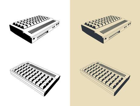 Retro computer illustrations vector