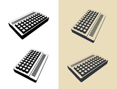 antiguo computadora ilustraciones vector