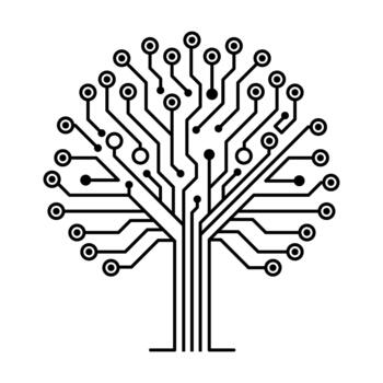 Digital Tree Circuit Board Graphic vector