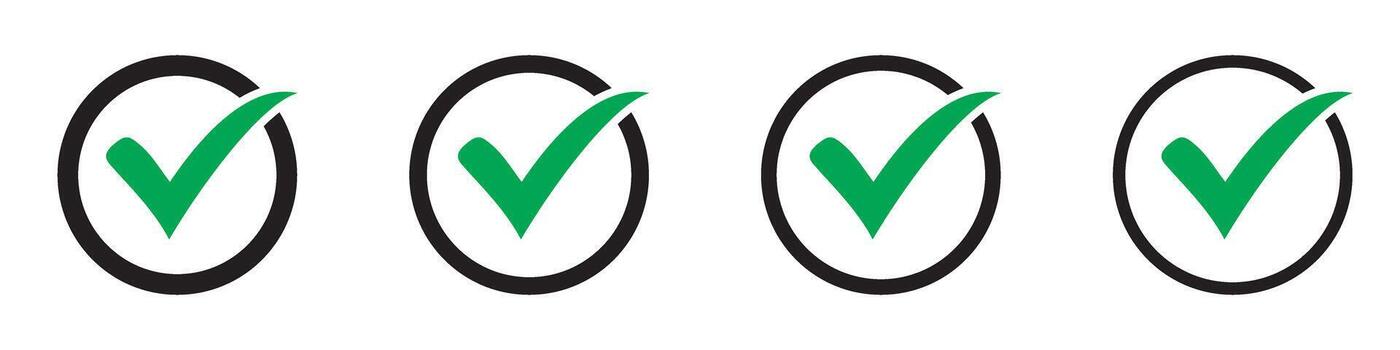 Green Checkmark in Circle Icon Set - Tick Symbols for Approval, Verification, and Success vector
