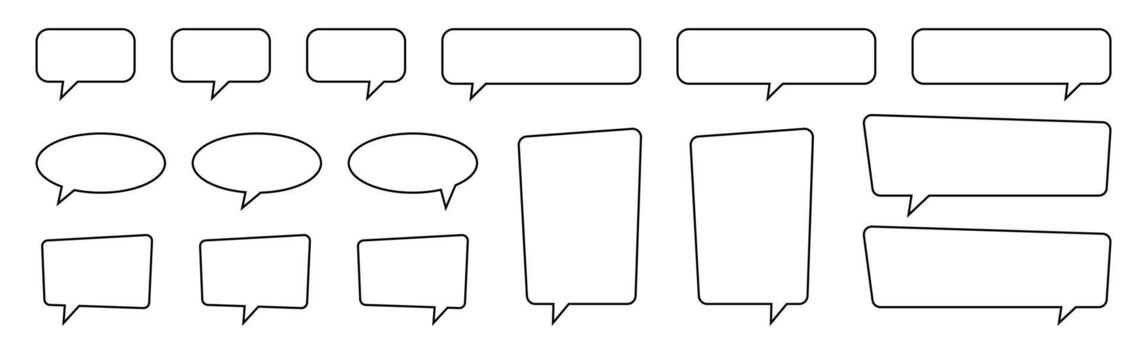 Minimal Line Speech Bubble Set featuring Outline Chat Forms and Communication Clouds vector