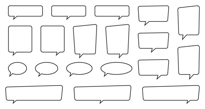 línea habla burbuja colección - limpiar contorno charla formas, mensaje marcos, y comunicación nubes vector