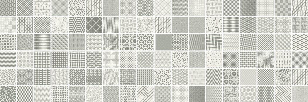 Collection of seamless geometric ornament patterns in different styles. Monochrome repeatable backgrounds. Endless prints, textile textures vector
