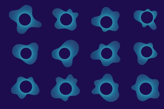 Sound wave circular pattern with neon radial lines and audio ripple effect. vector