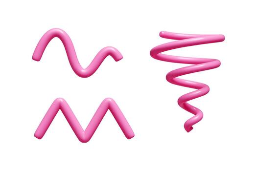 Abstract pink gradient wave lines in 3D - fluid ribbon shapes with glossy spiral curves and dynamic twists. vector