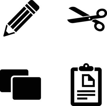 conjunto de universal negro íconos para edición y creativo funciones vector