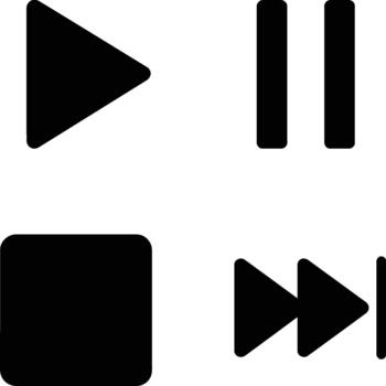 Set of Black Digital Media Player Control User Interface Icons vector