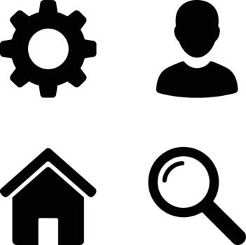 esencial negro y blanco interfaz icono conjunto para digital navegación vector